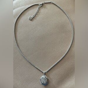 KENDRA SCOTT RARE Reversible, Silvertone & Glitter Pendant Necklace